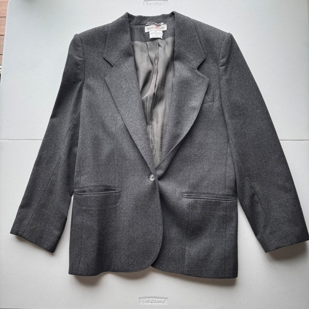 Vtg 100% New Wool Walker Lane Yugoslavia‎ Grey Blazer Jacket 12 Academia Preppy